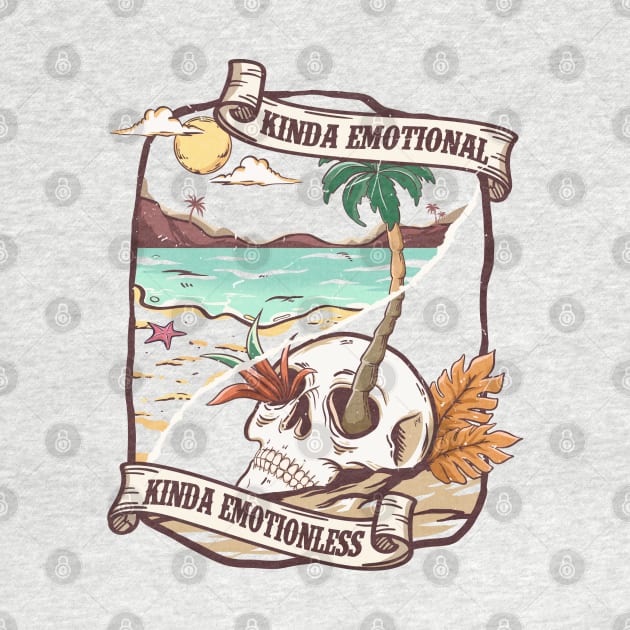 "Kinda Emotional Kinda Emotionless" Skull on Beach by FlawlessSeams